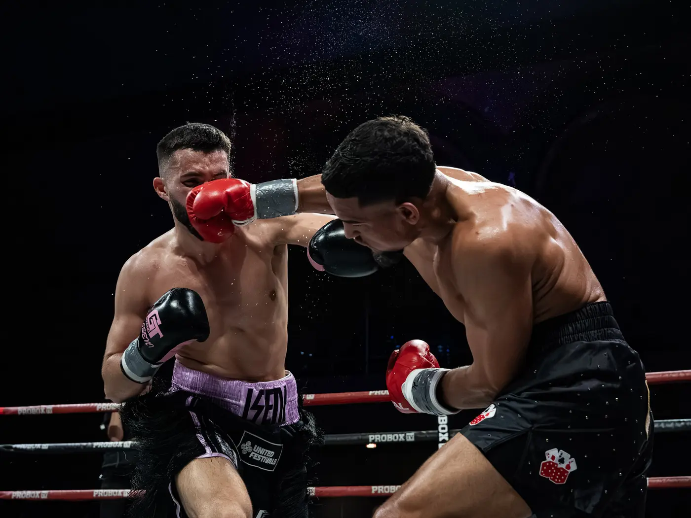 Christian focused during a professional boxing match