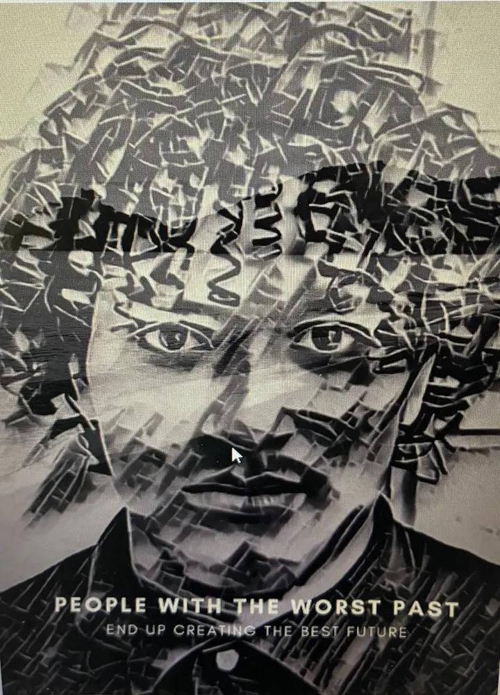 A layered portrait representing the weight of the past